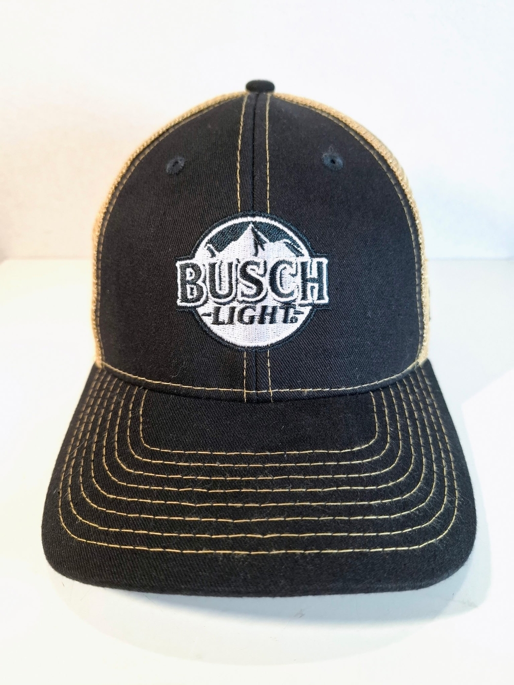 Busch Light Black and Tan Contrast-Stitch Trucker Hat